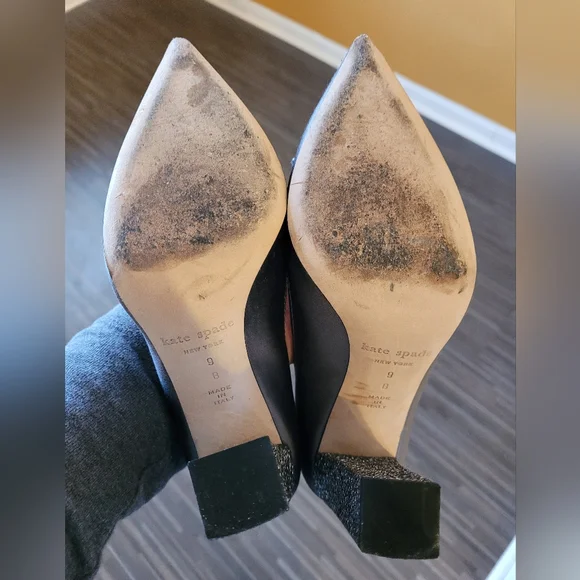 Kate Spade Leena Satin Glitter Bow Block Heel Pumps, Sz 9 - Picture 5 of 5